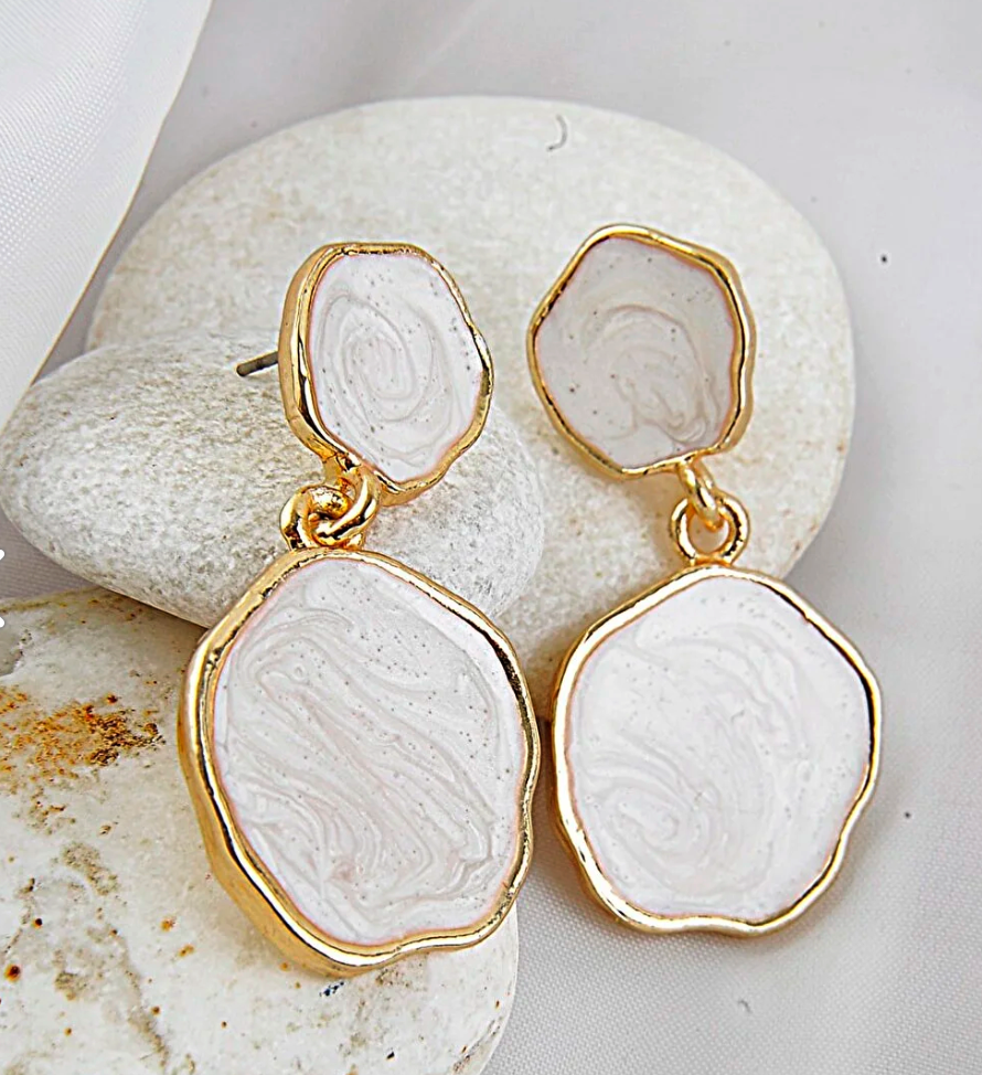 UROMODA Pearlescent Enamel Special Design Screw Hanging Earrings