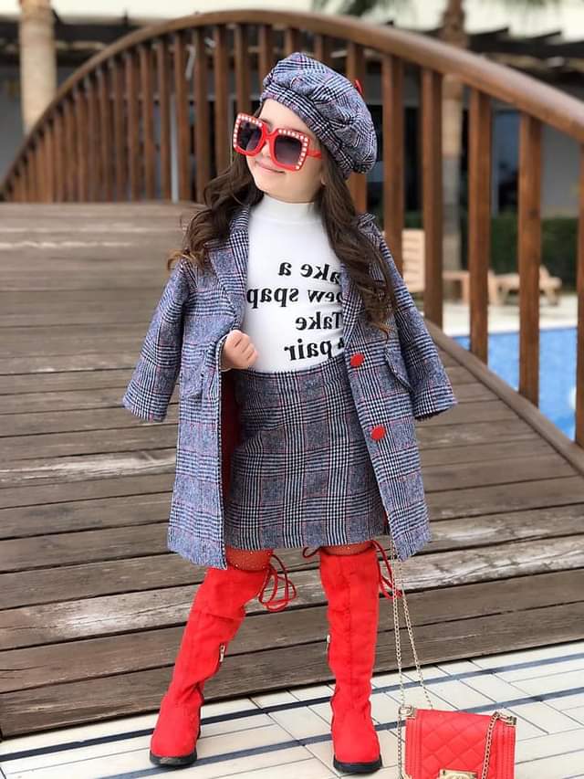 4-Piece Girls Set ALPİDS552 (hat -skirt -cotton top -jacket)