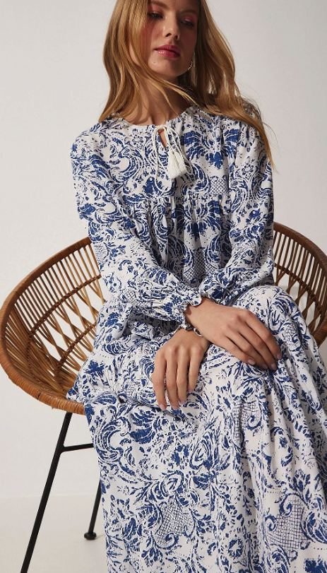 Happiness Istanbul Patterned Oversize Summer Dress DD01188
